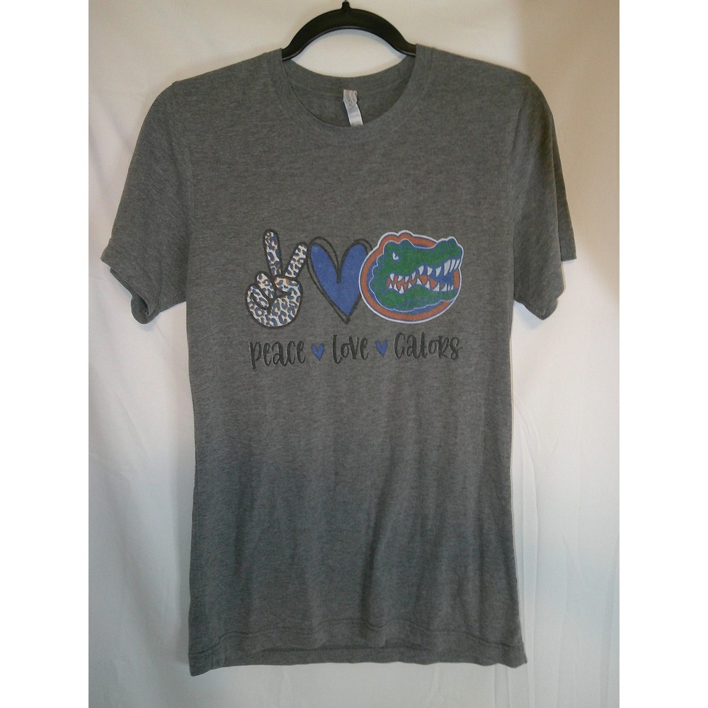 Florida Gators Bella Canvas Peace Love Gators Gray Graphic T‎ Shirt Small